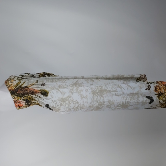 Women's Dress Size Med Cream Orange Butterflies Shirring Maxi High Low Hem Bow - Picture 10 of 10